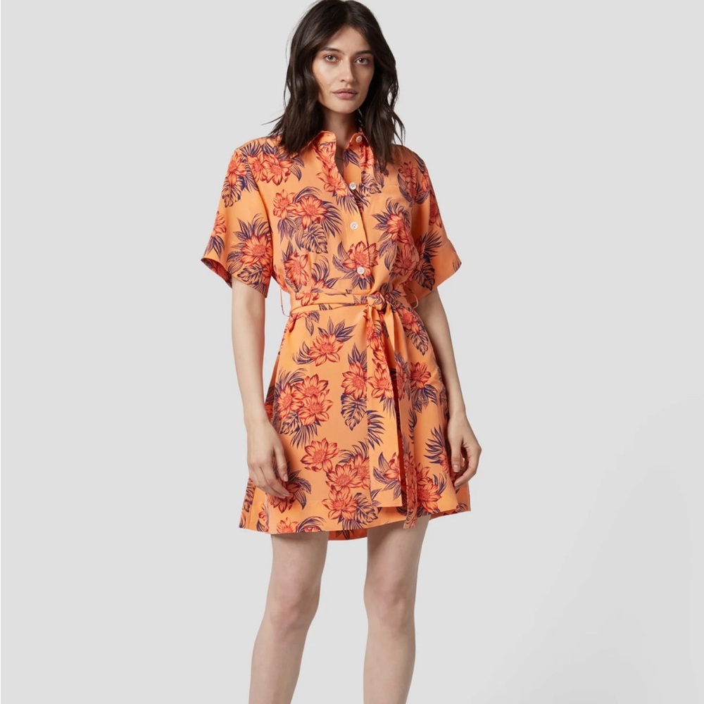 Equipment silk Hawaiian print Shirtdress size 0 NWT